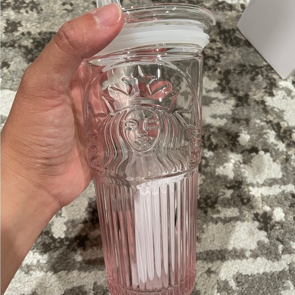 Starbucks China 2023 Peach Blossom Topper Pink Siren Glass Cup